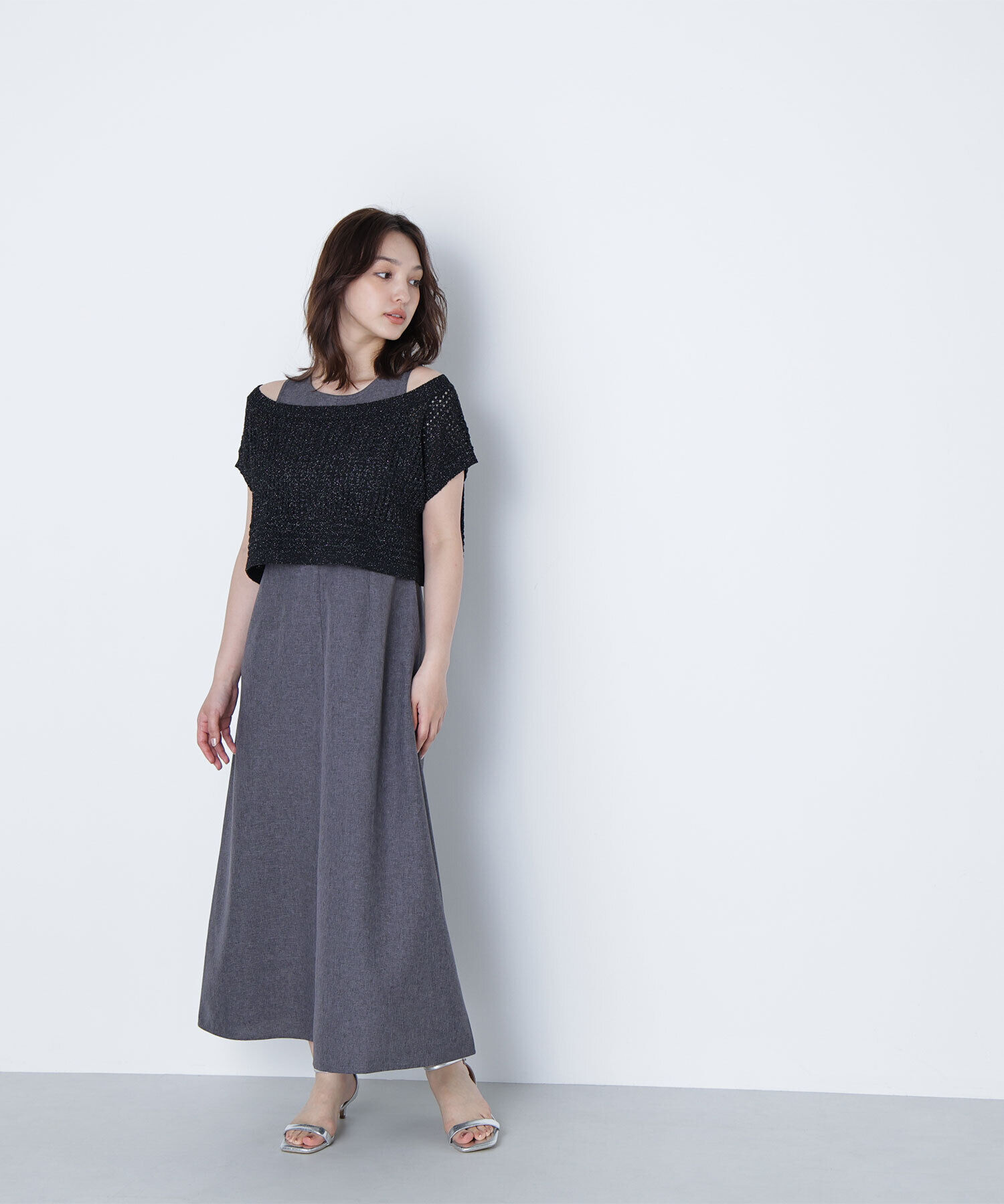  「透かし編みニット＆アメスリワンピース」|ワンピース|