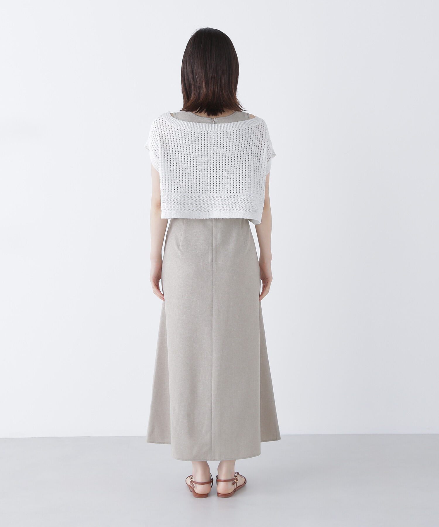  「透かし編みニット＆アメスリワンピース」|ワンピース|