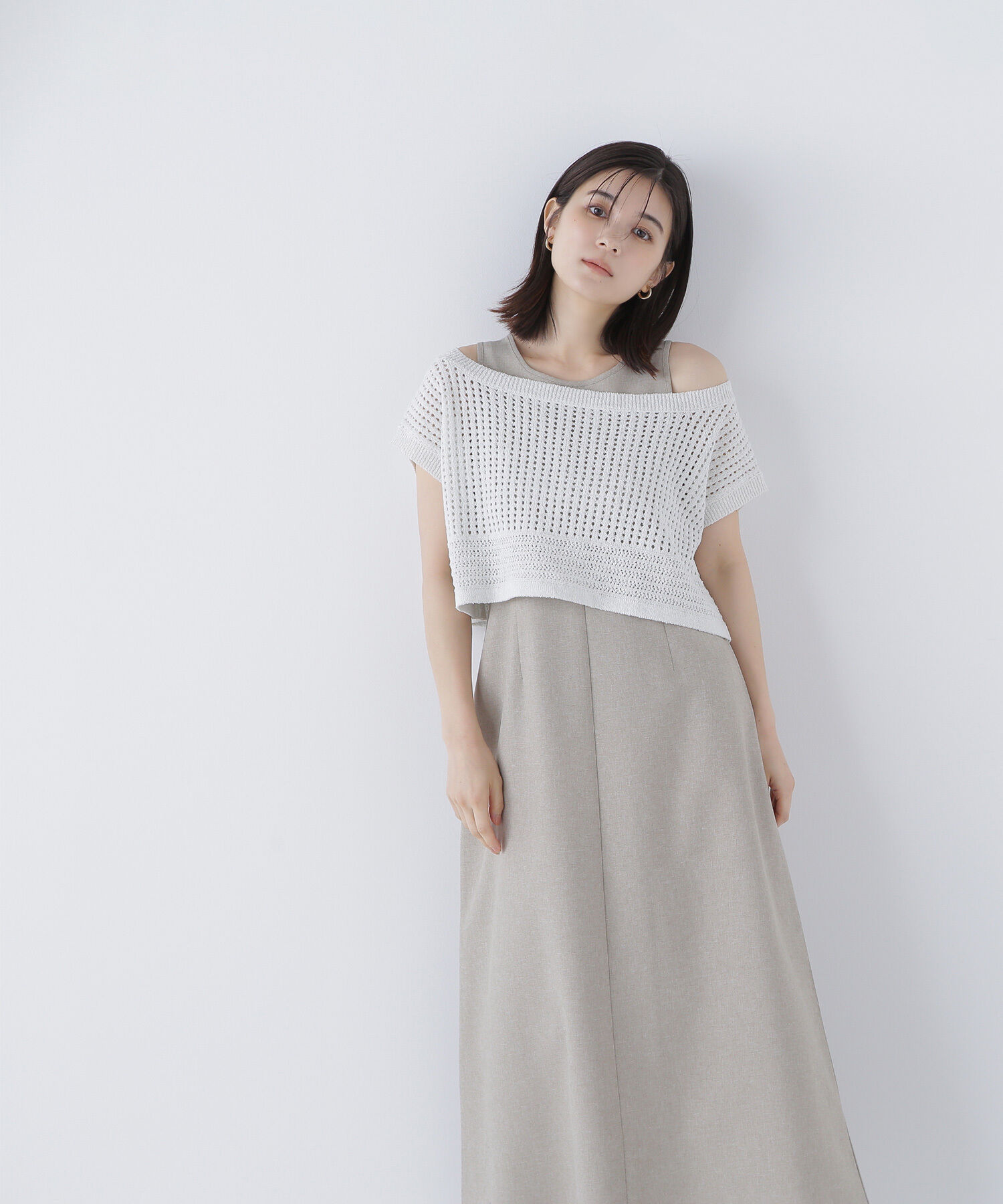  「透かし編みニット＆アメスリワンピース」|ワンピース|