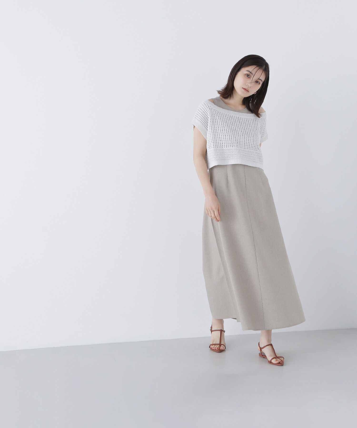  「透かし編みニット＆アメスリワンピース」|ワンピース|