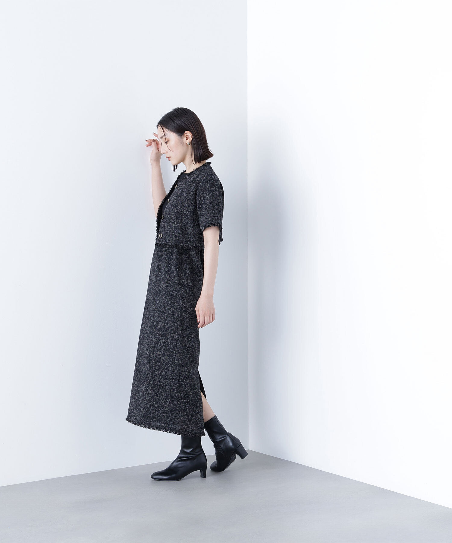  「ツイードジャケット＆ナローワンピース」|ワンピース|