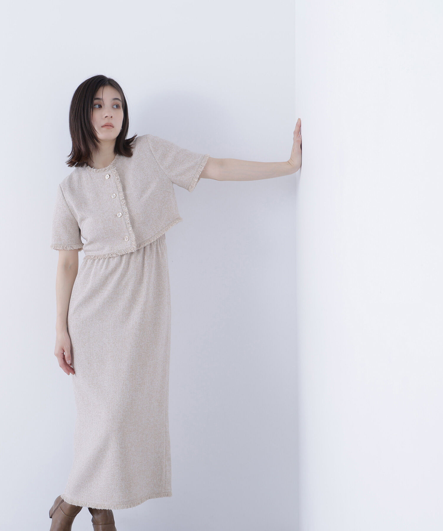  「ツイードジャケット＆ナローワンピース」|ワンピース|