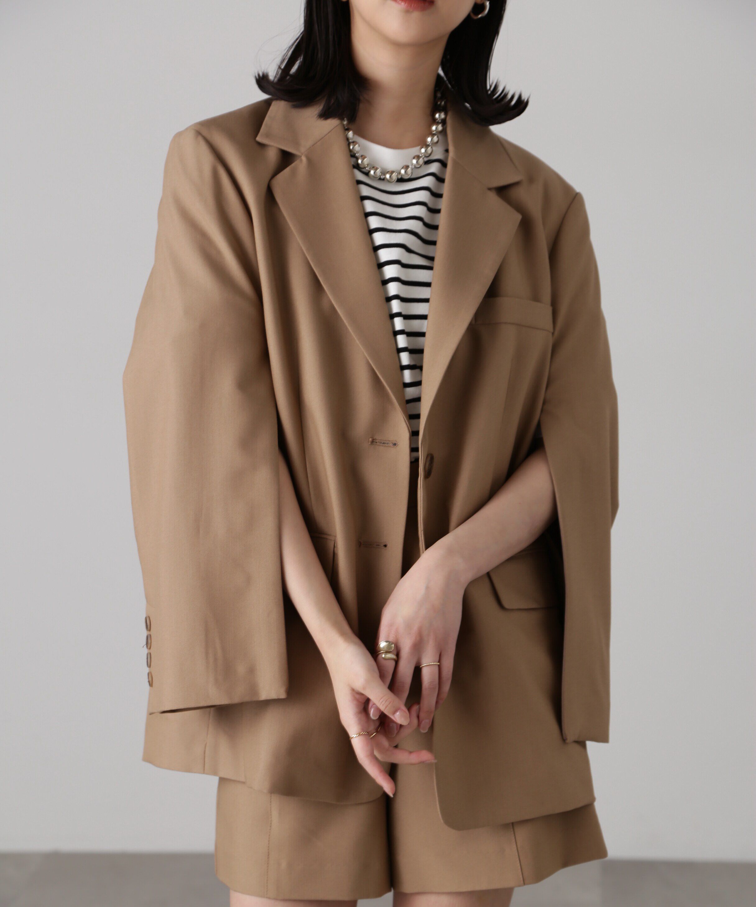  「［SET UP対応］2Wayオーバーサイズジャケット」|その他|ベージュ