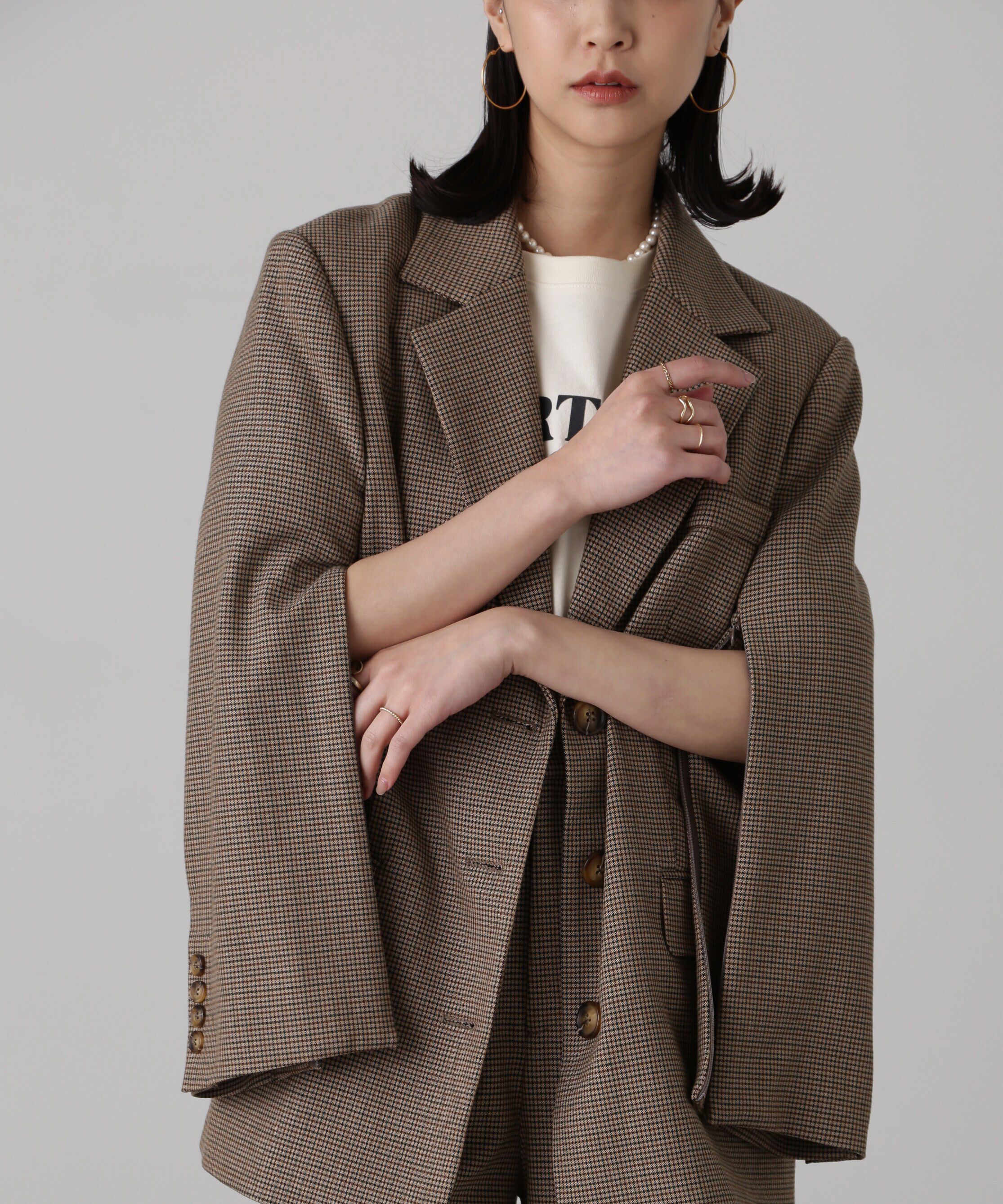  「［SET UP対応］2Wayオーバーサイズジャケット」|その他|モカチェック1