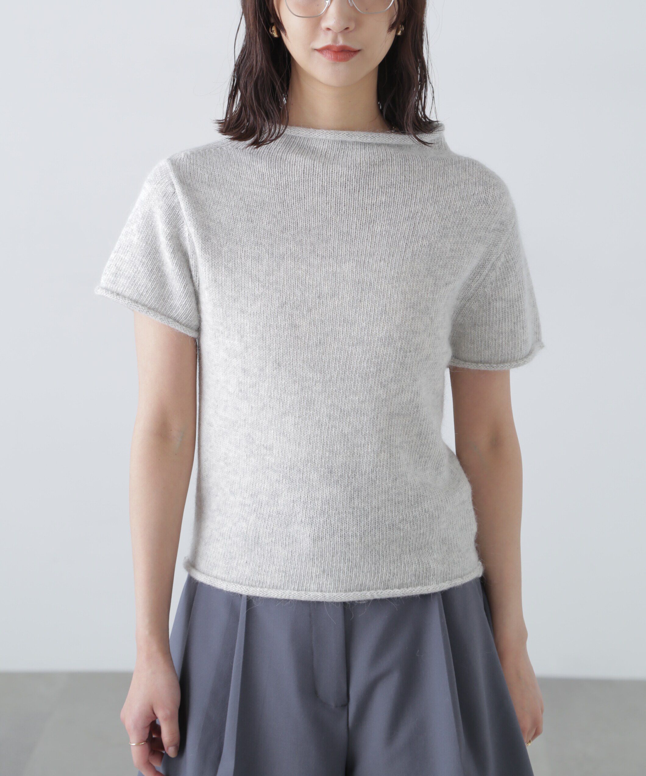  「アンゴラ混ハーフスリーブニット」|ニット・セーター|