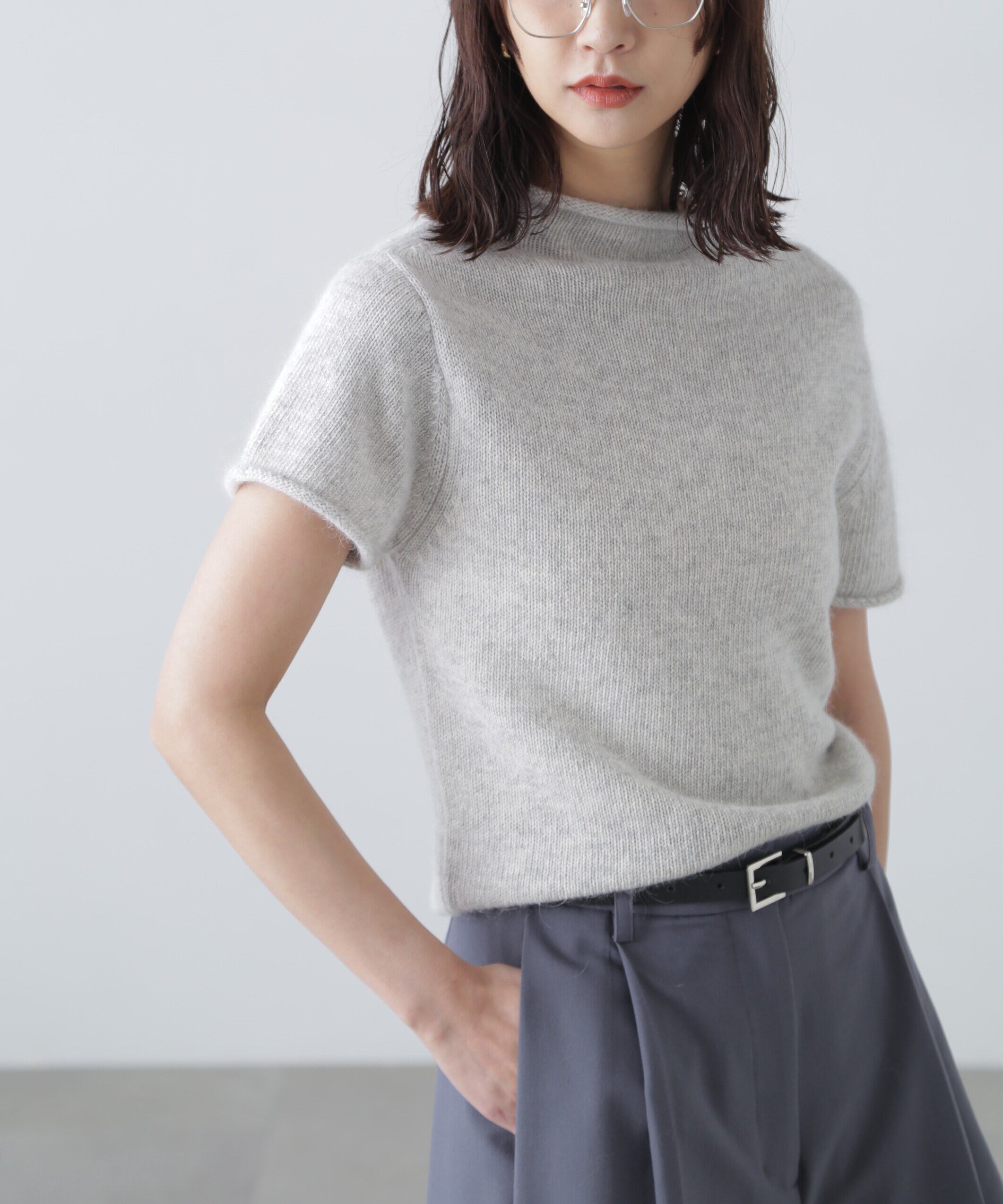  「アンゴラ混ハーフスリーブニット」|ニット・セーター|