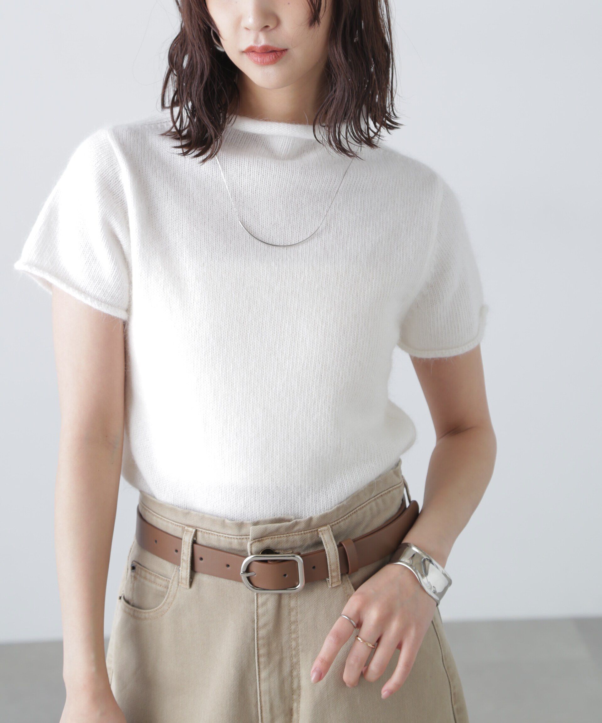  「アンゴラ混ハーフスリーブニット」|ニット・セーター|