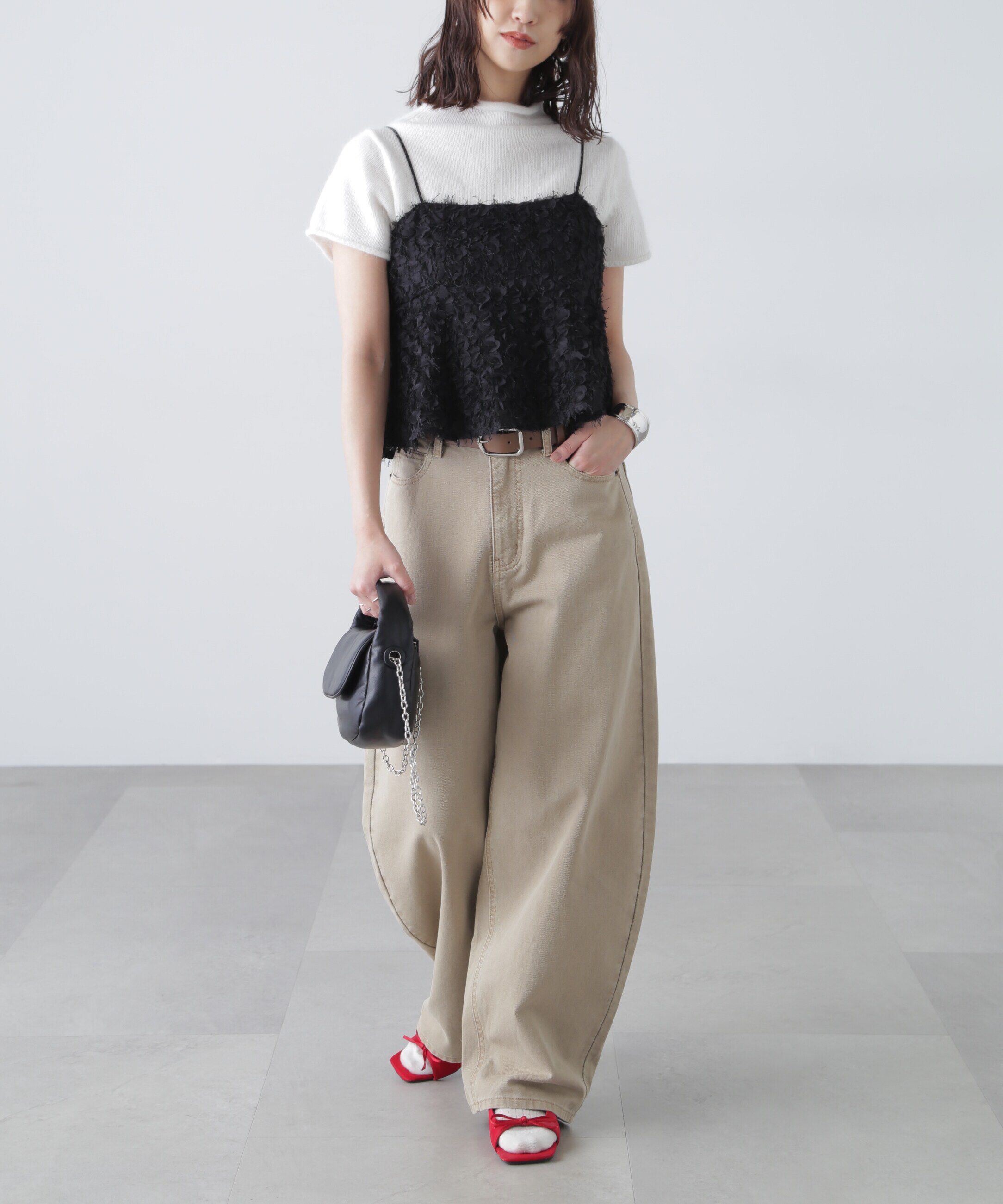  「アンゴラ混ハーフスリーブニット」|ニット・セーター|