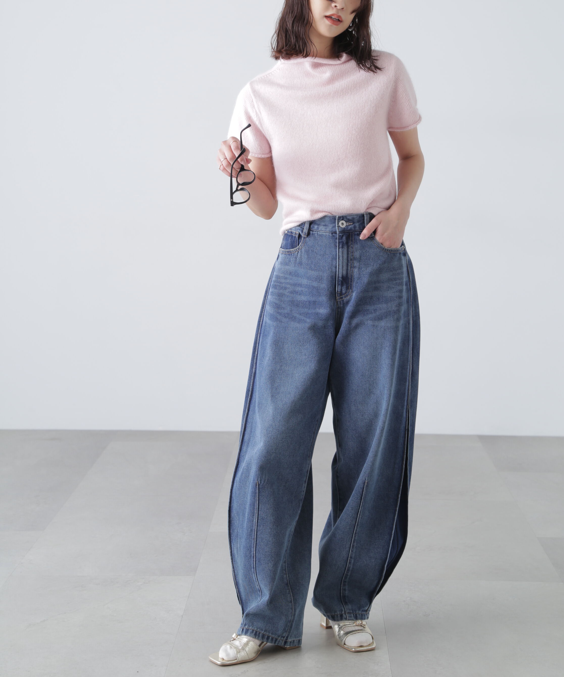  「アンゴラ混ハーフスリーブニット」|ニット・セーター|