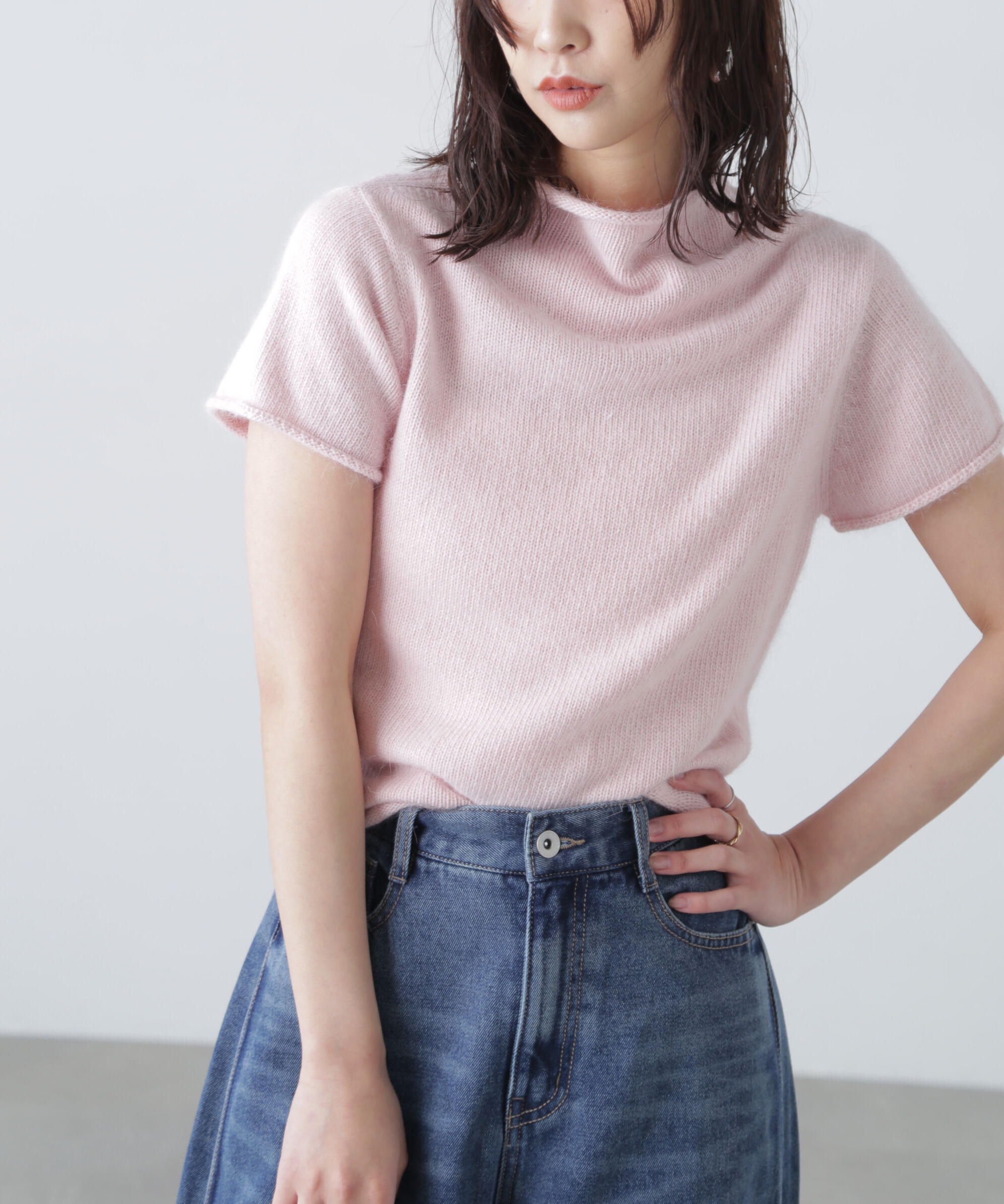  「アンゴラ混ハーフスリーブニット」|ニット・セーター|