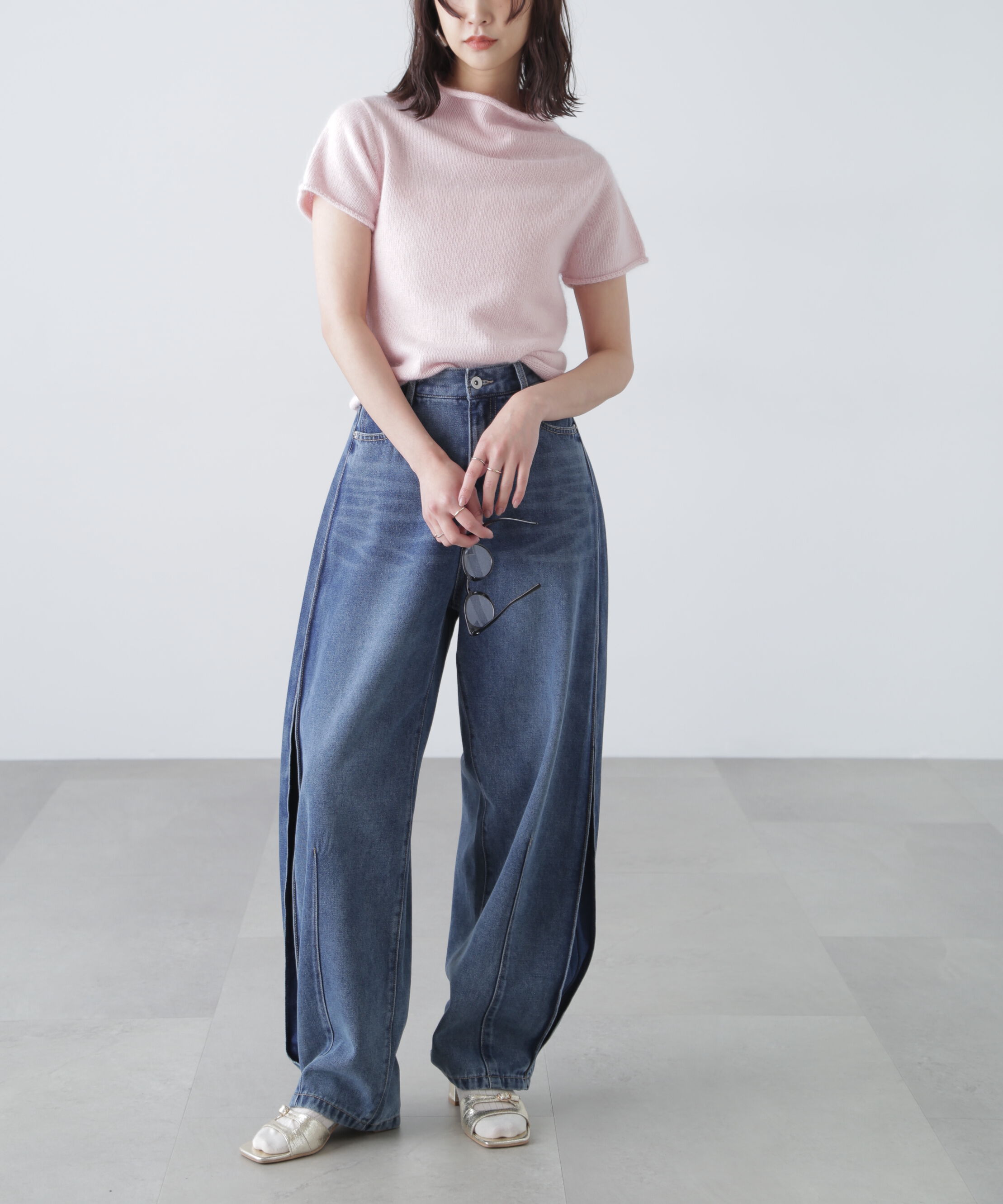  「アンゴラ混ハーフスリーブニット」|ニット・セーター|