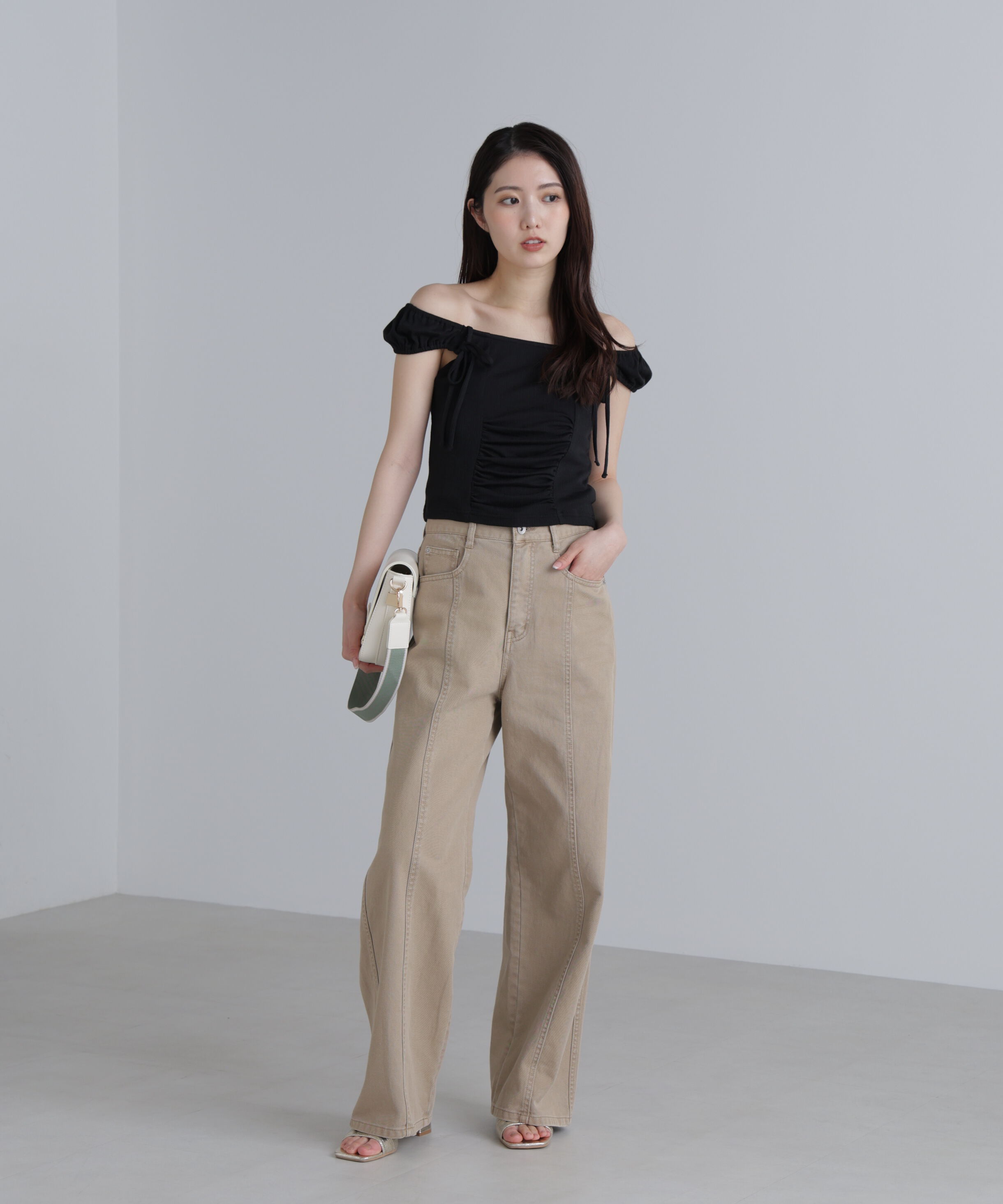  「オフショルリボンカットソー」|Tシャツ・カットソー|