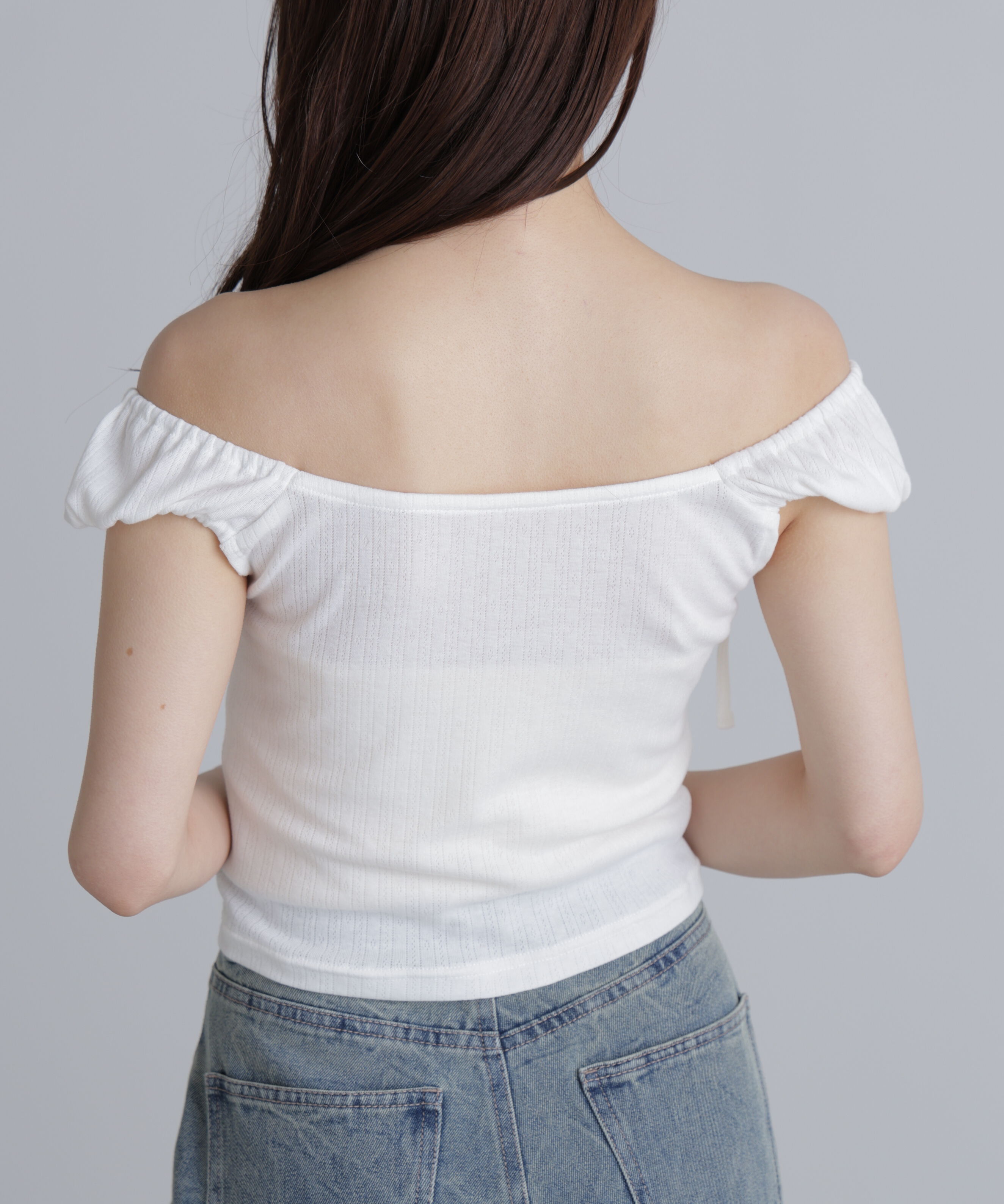  「オフショルリボンカットソー」|Tシャツ・カットソー|