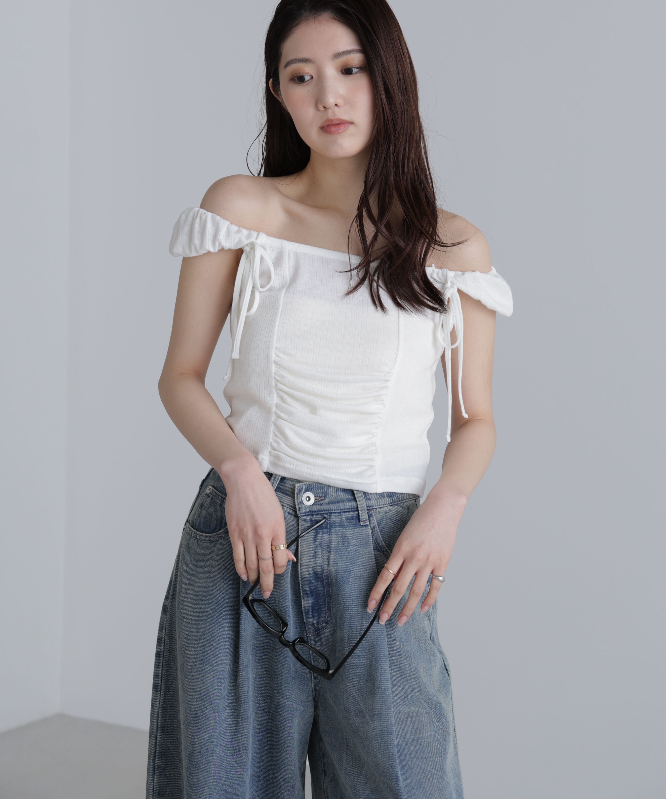  「オフショルリボンカットソー」|Tシャツ・カットソー|