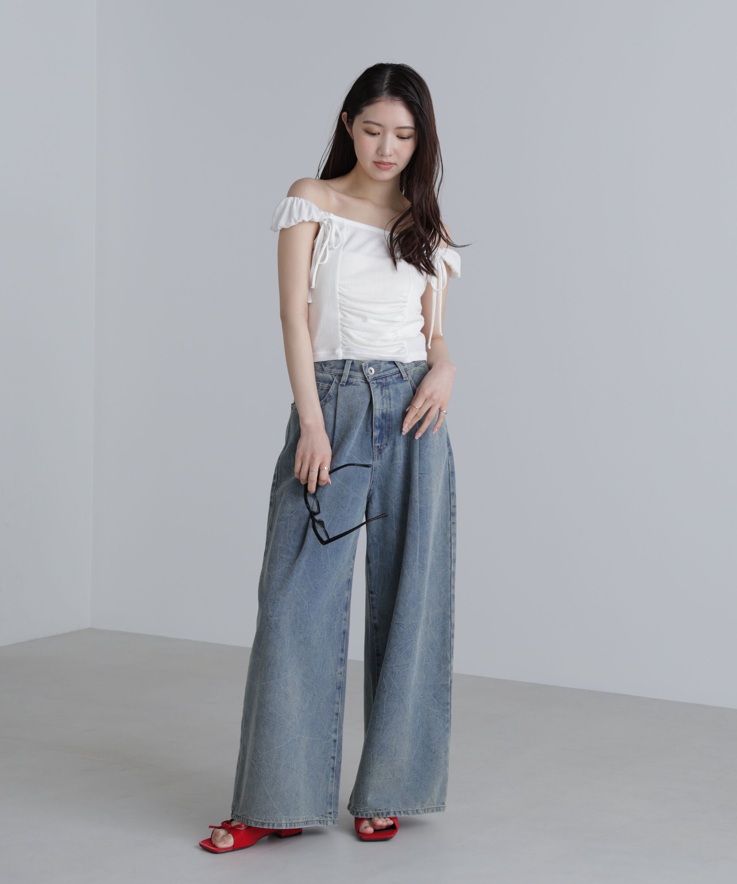  「オフショルリボンカットソー」|Tシャツ・カットソー|