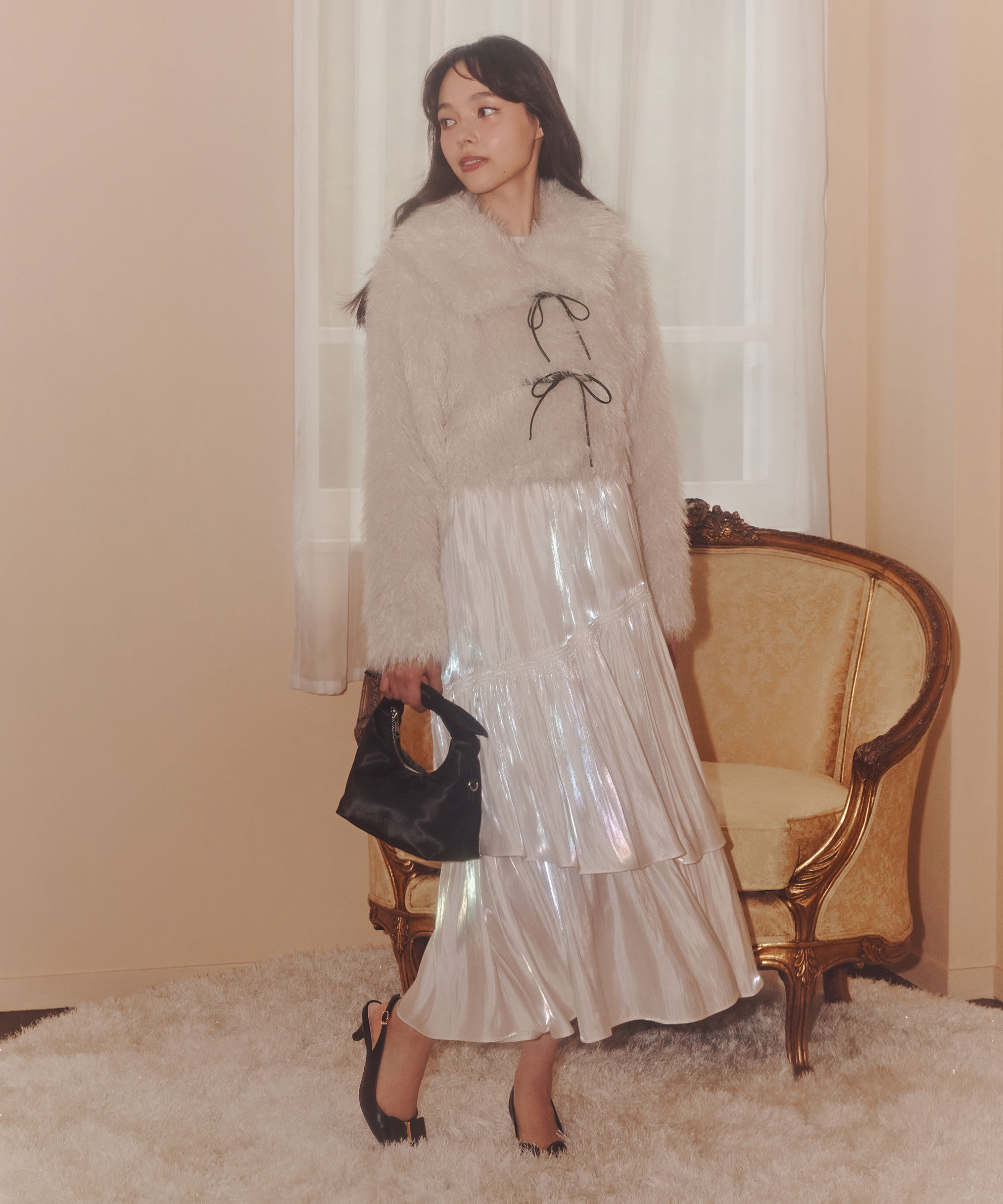  「割繊ティアードスカート」|スカート|ホワイト