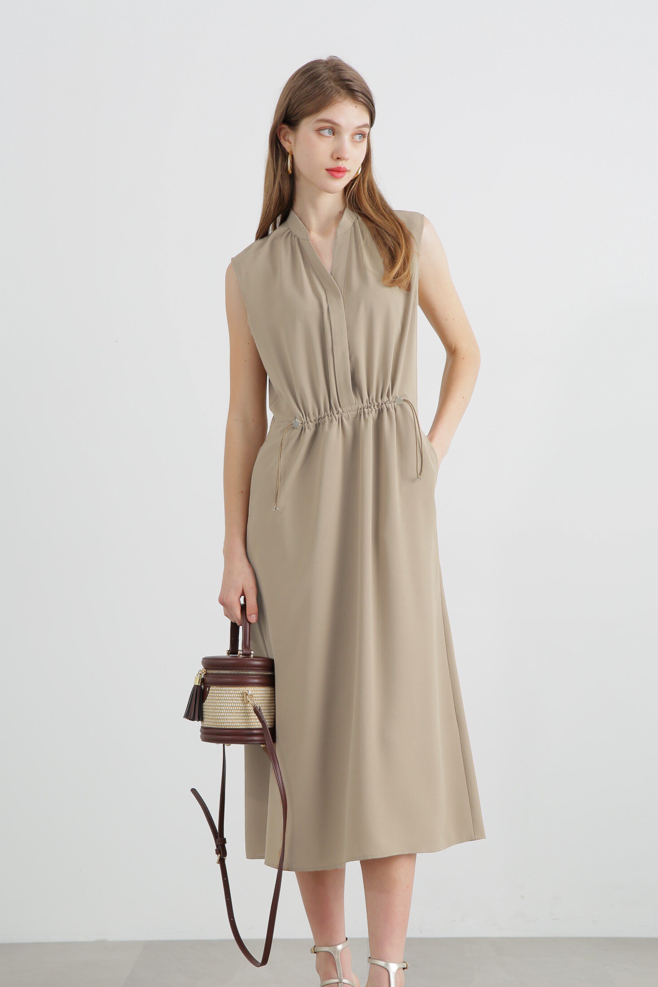  「2WAYストレッチシャツカラーワンピース」|ワンピース|ベージュ