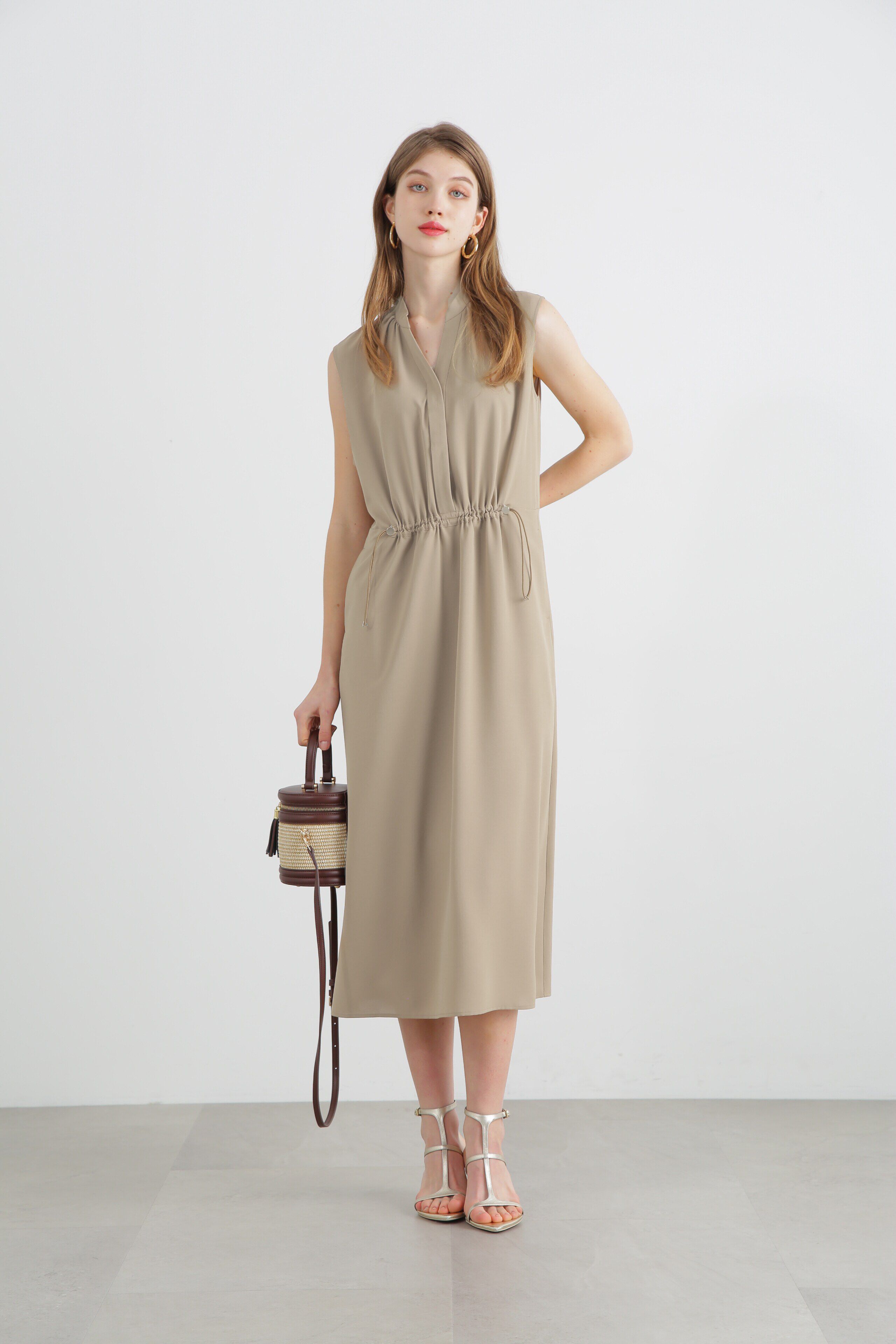  「2WAYストレッチシャツカラーワンピース」|ワンピース|