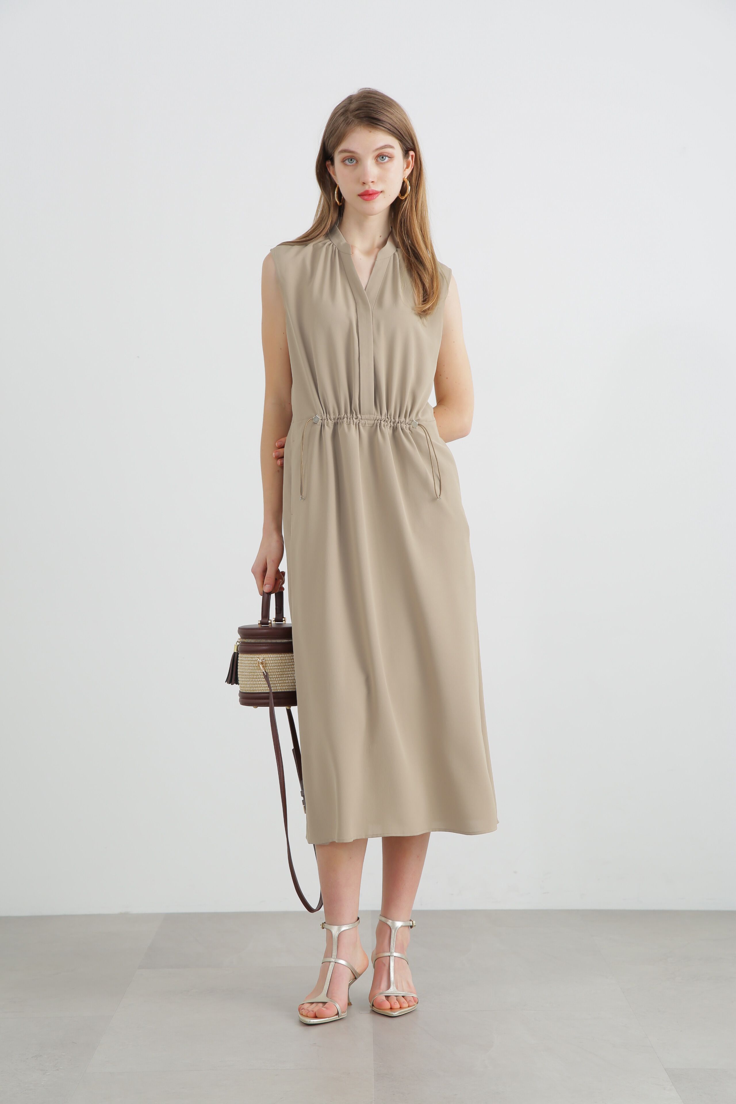  「2WAYストレッチシャツカラーワンピース」|ワンピース|