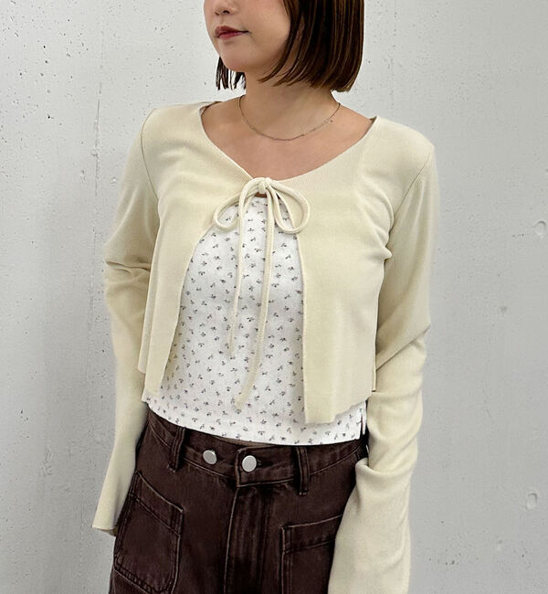 archives「起毛カットリブＣＤ&times;花柄キャミＳＥＴ」|カーディガン|