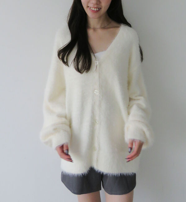 archives「ラメフェザーミドルニットカーディガン」|カーディガン|