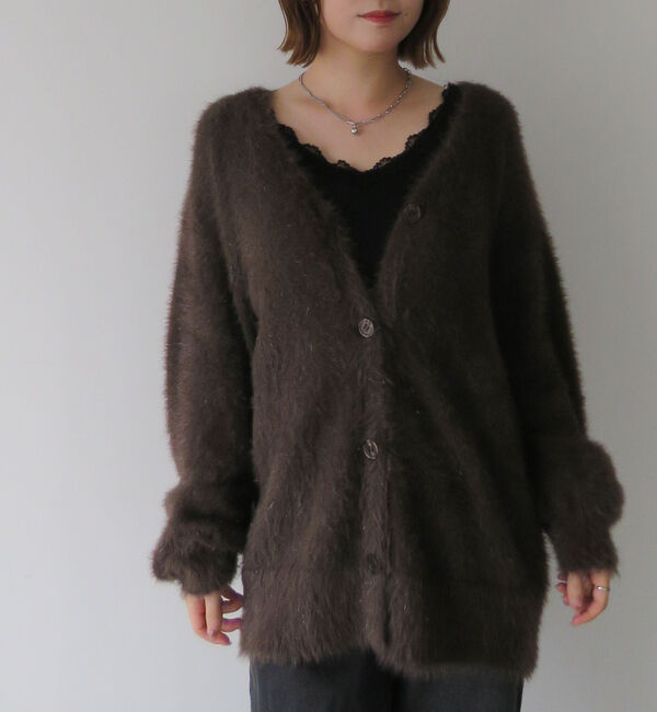 archives「ラメフェザーミドルニットカーディガン」|カーディガン|