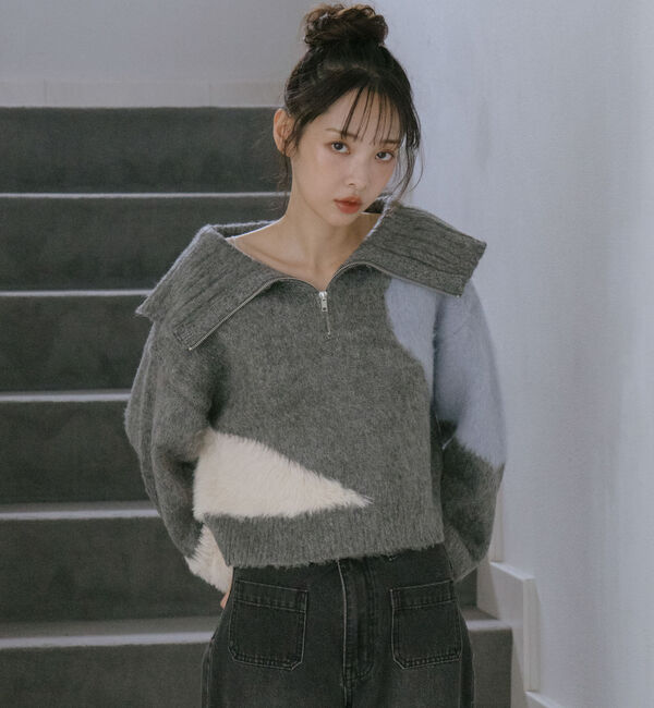 archives「ハーフＺＩＰインターシャニットプルオーバー」|ニット・セーター|