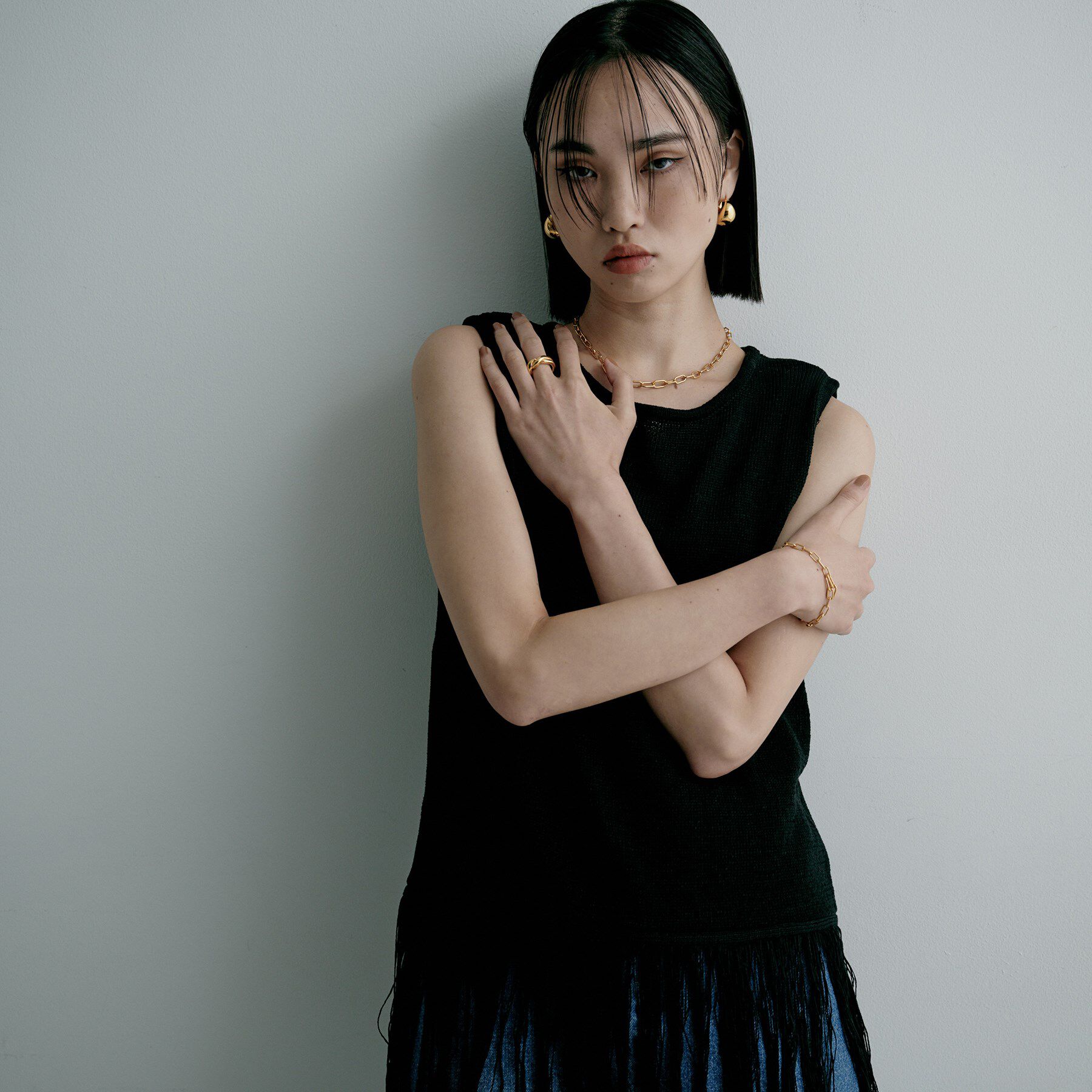 COCOSHNIK ONKITSCH「シルバー デザインチェーン ケーブルグラデーションネックレスGP」|ネックレス|