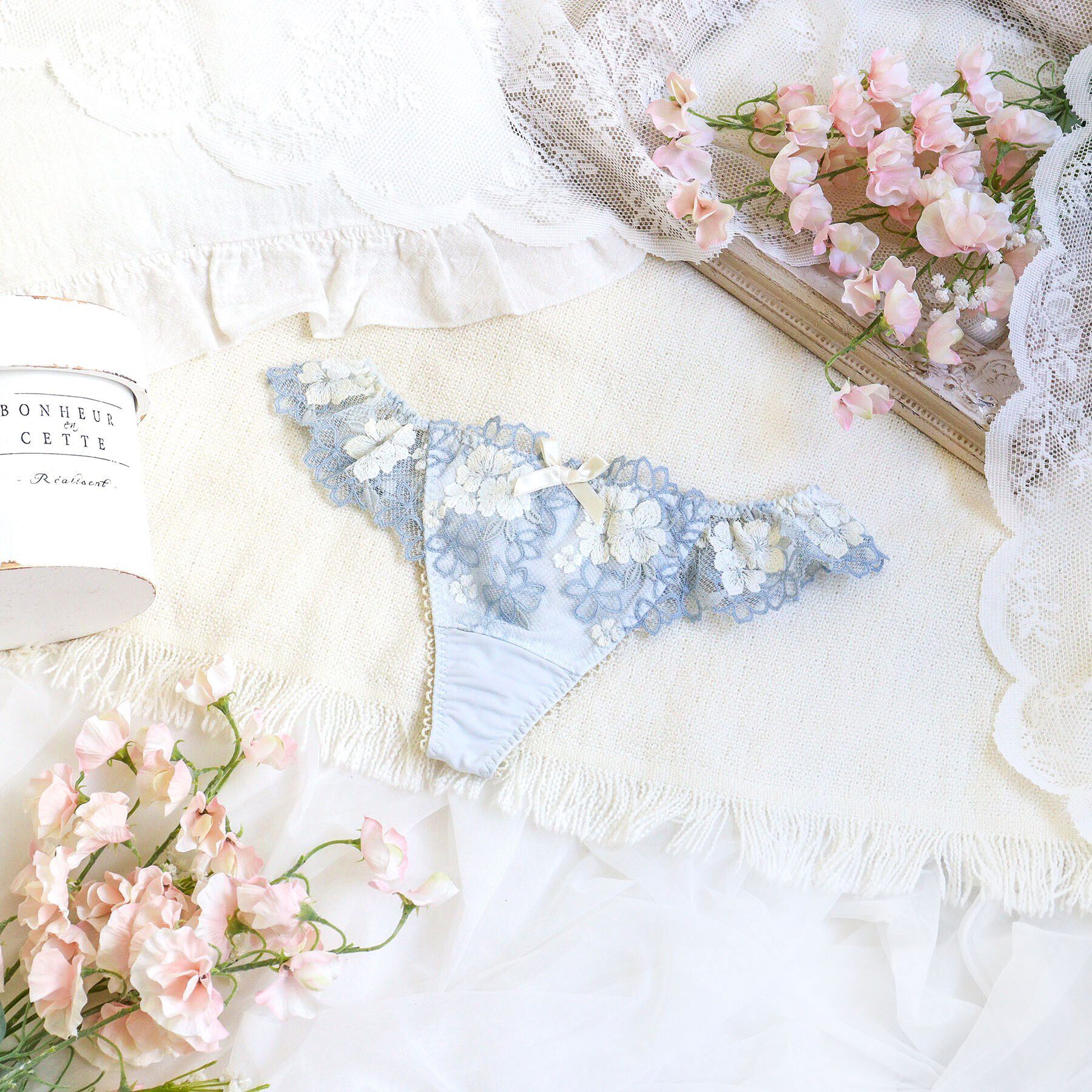 Risa Magli「フロール Tバックショーツ」|インナー|サックスブルー(09