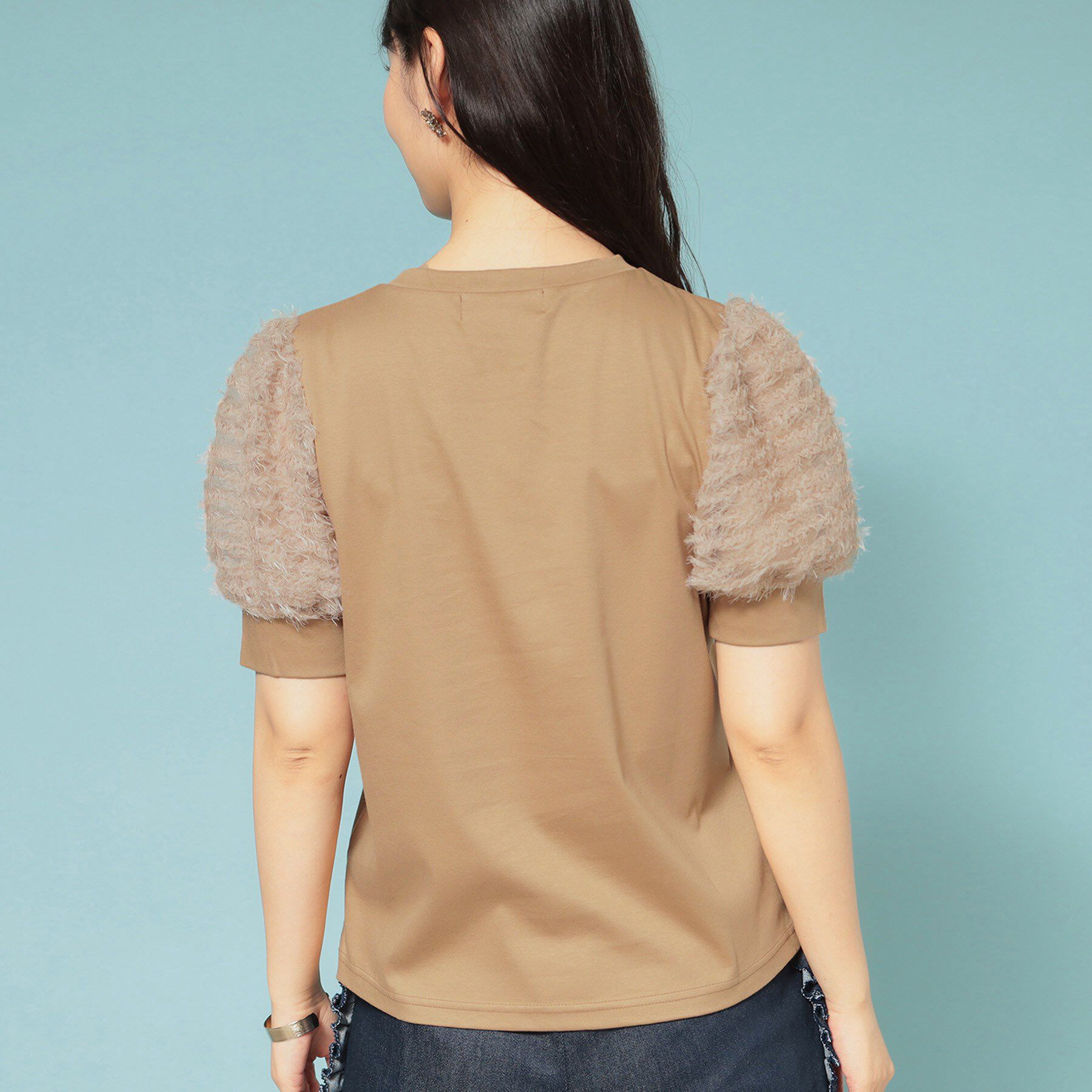 SunaUna「【秋まで着られる／袖チュール】パフスリーブカットソー」|Tシャツ・カットソー|