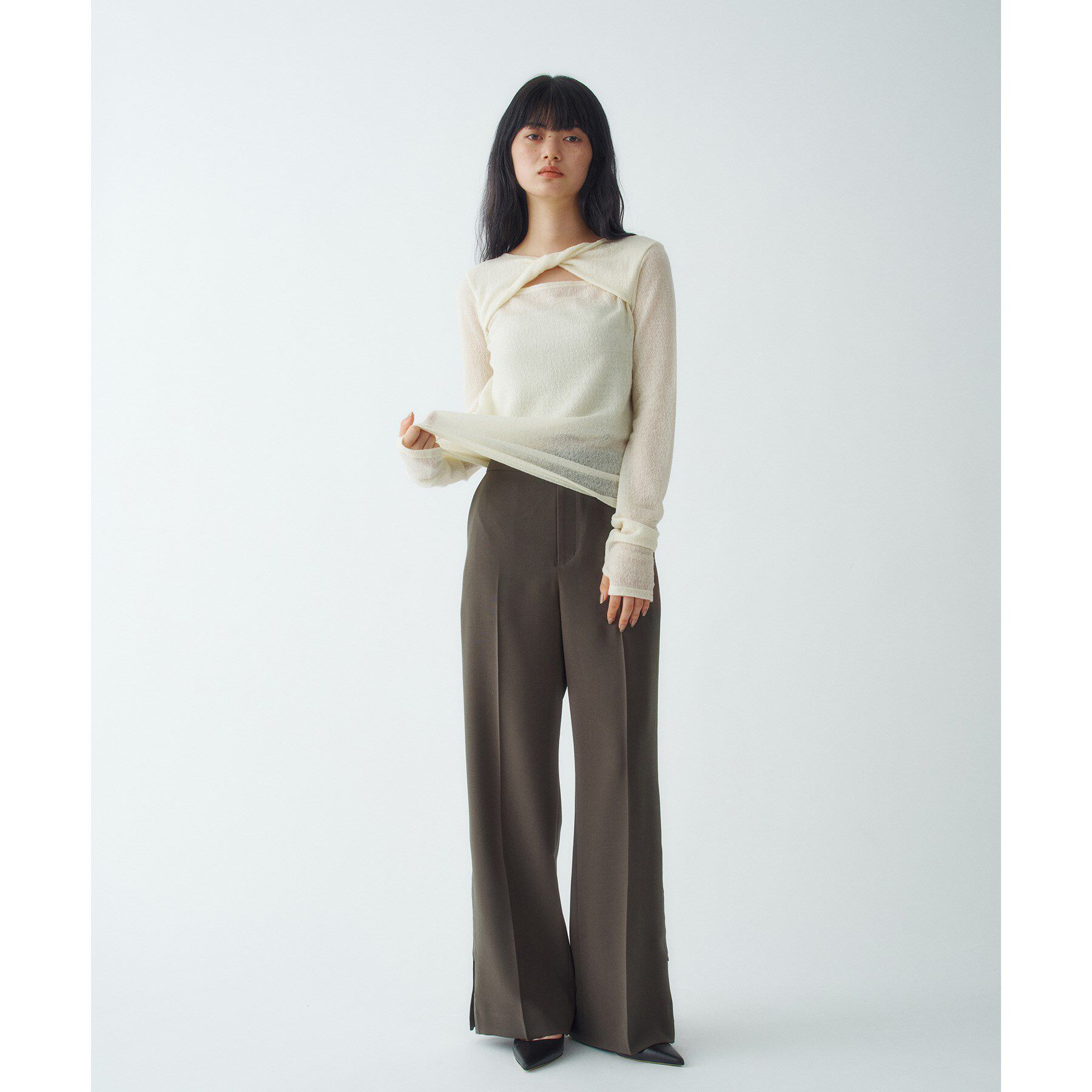 CODE A「twist sheer jersey top」|Tシャツ・カットソー|