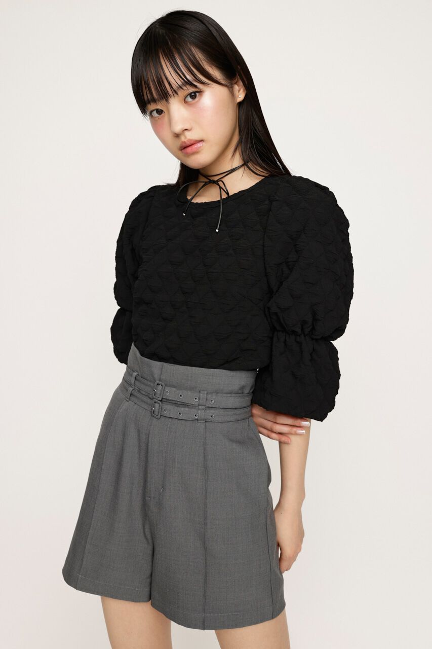 SLY「PUFF SLEEVE CUT トップス」|Tシャツ・カットソー|BLK