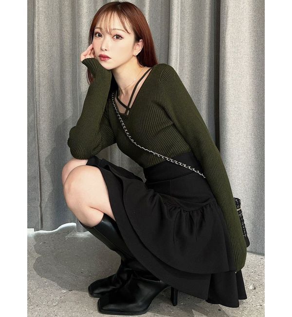 RESEXXY「デコルテクロスニットトップス」|ニット・セーター|