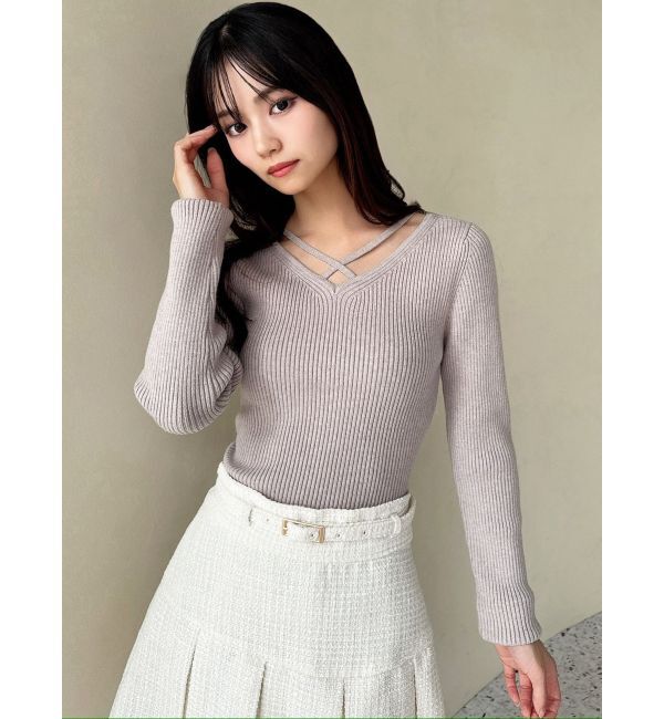 RESEXXY「デコルテクロスニットトップス」|ニット・セーター|
