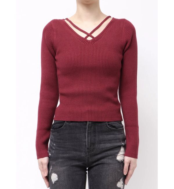 RESEXXY「デコルテクロスニットトップス」|ニット・セーター|