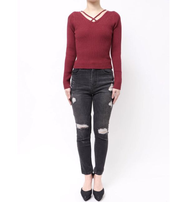 RESEXXY「デコルテクロスニットトップス」|ニット・セーター|