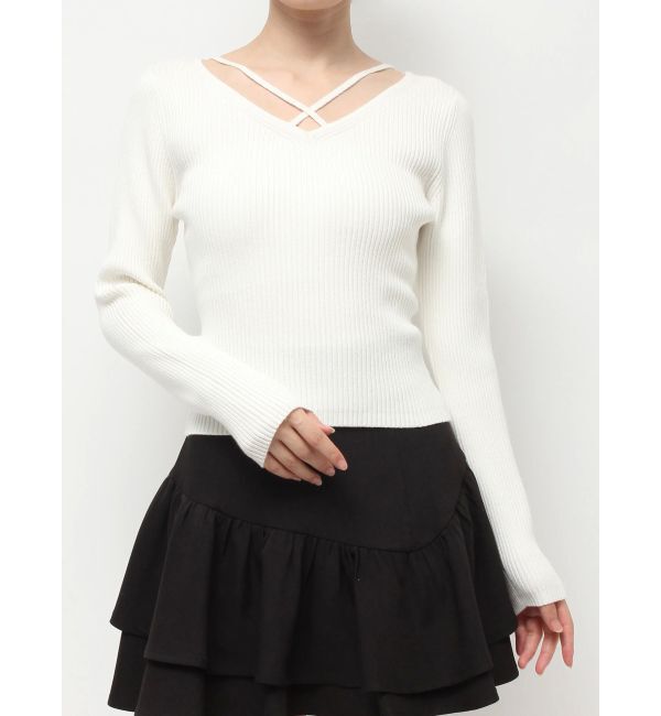 RESEXXY「デコルテクロスニットトップス」|ニット・セーター|
