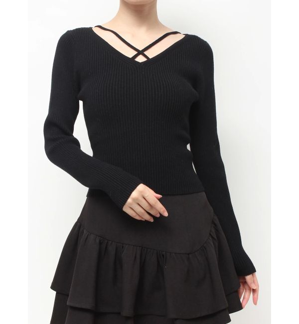 RESEXXY「デコルテクロスニットトップス」|ニット・セーター|