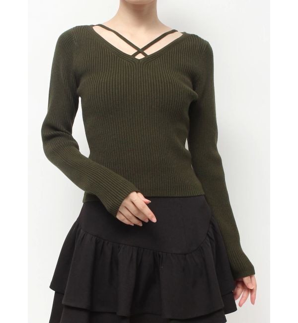 RESEXXY「デコルテクロスニットトップス」|ニット・セーター|