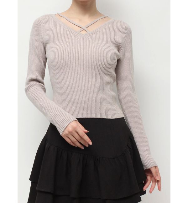 RESEXXY「デコルテクロスニットトップス」|ニット・セーター|
