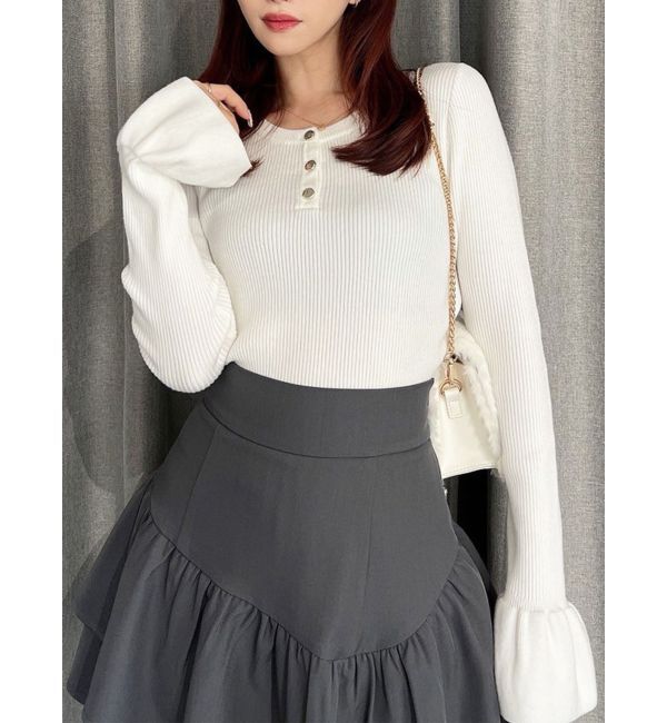 RESEXXY「ヘンリーネックニットトップス」|ニット・セーター|ホワイト