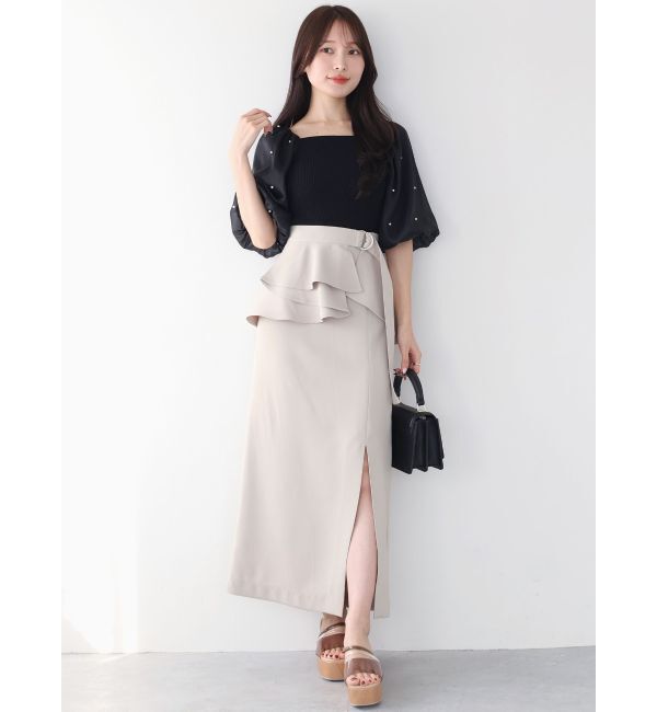 MERCURYDUO「ペプラムベルテットスリットスカート」|スカート|