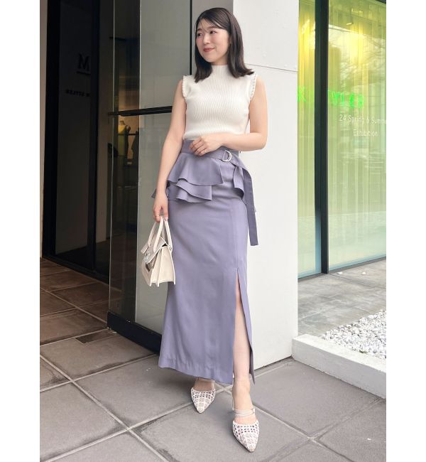 MERCURYDUO「ペプラムベルテットスリットスカート」|スカート|