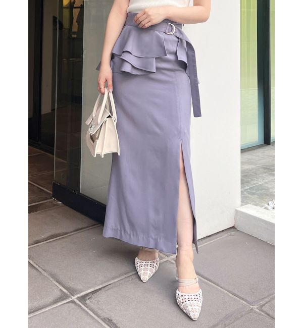 MERCURYDUO「ペプラムベルテットスリットスカート」|スカート|パープル