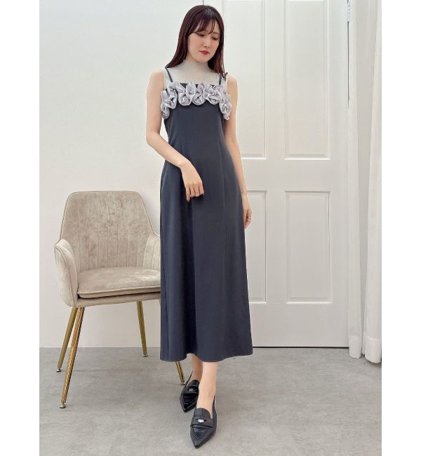 MERCURYDUO「デコルテバルーンフリルキャミワンピース」|ワンピース|