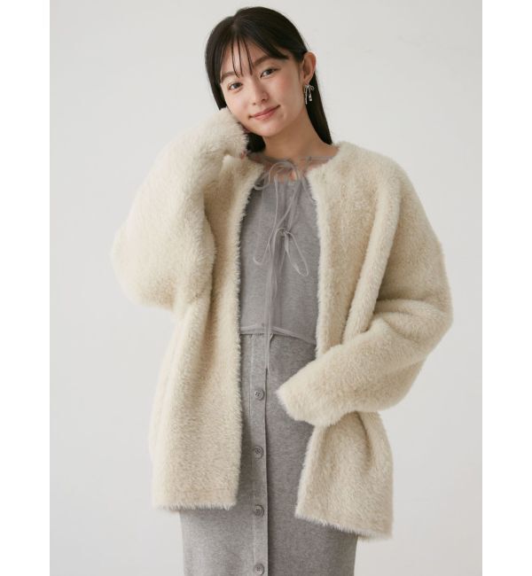 LAGUNAMOON「ミニシャギーセッケツニットカーディガン」|カーディガン|