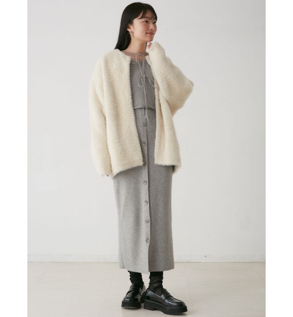 LAGUNAMOON「ミニシャギーセッケツニットカーディガン」|カーディガン|