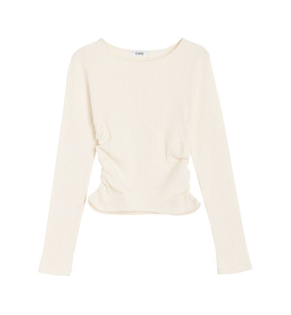 EVRIS「サイドギャザーリブトップス」|Tシャツ・カットソー|