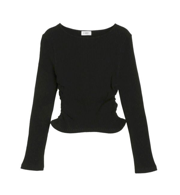 EVRIS「サイドギャザーリブトップス」|Tシャツ・カットソー|