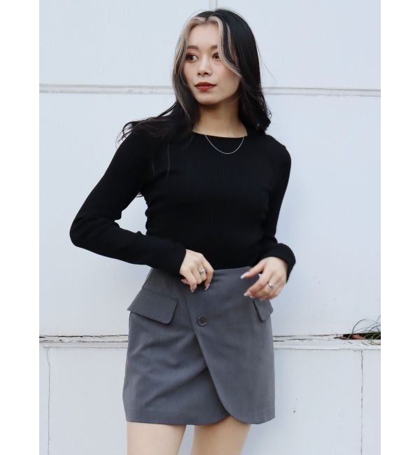 EVRIS「サイドギャザーリブトップス」|Tシャツ・カットソー|